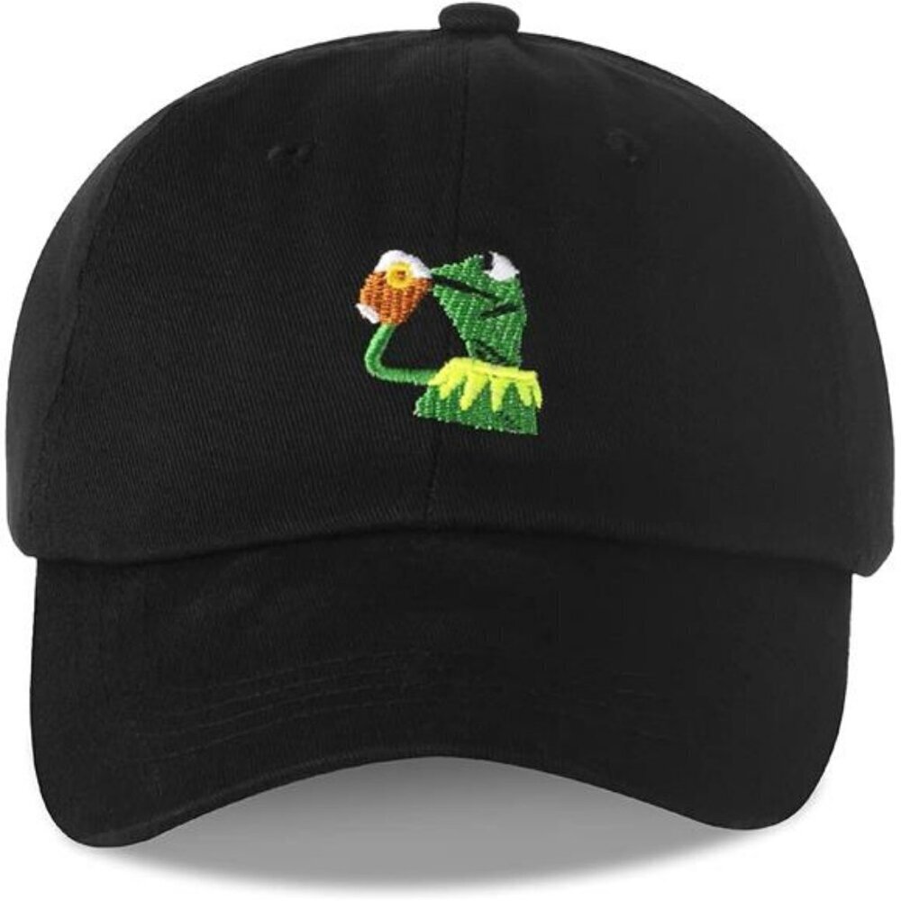 Embroidered Frog Dad Hat Adjustable Cotton Baseball Cap